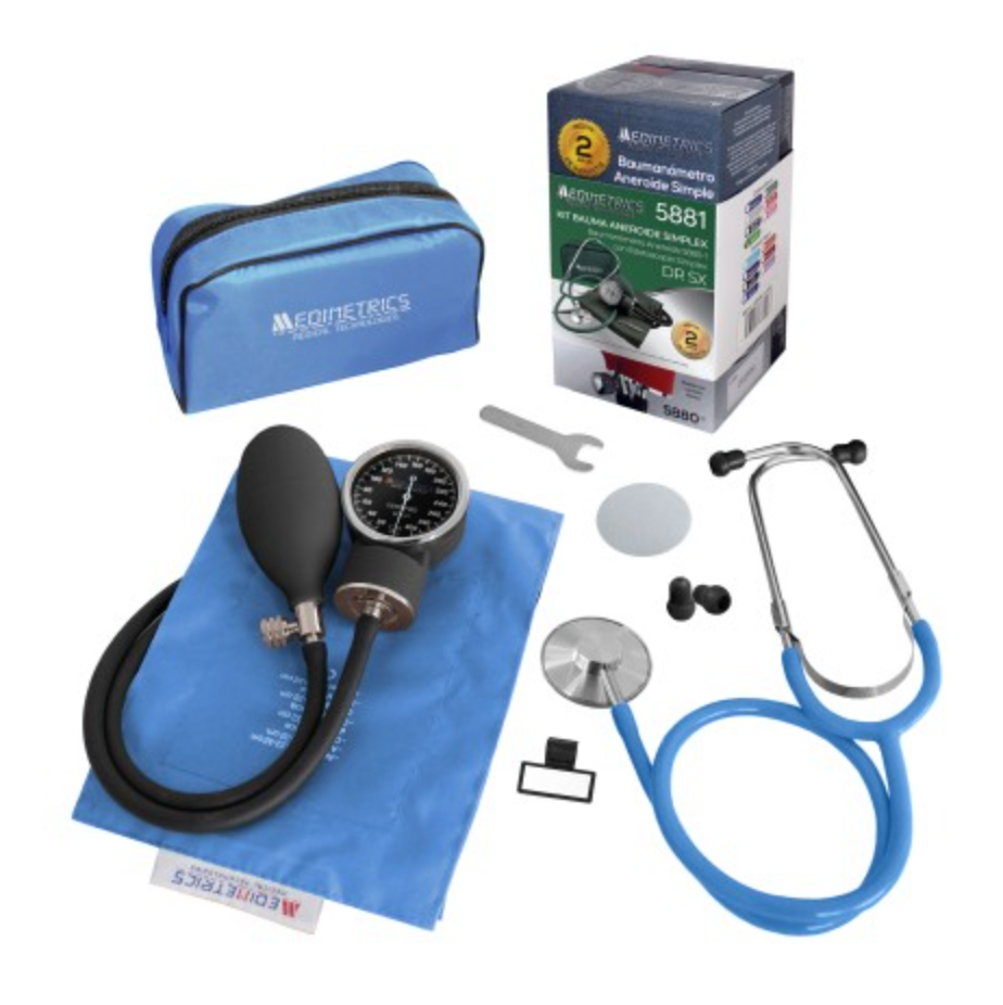 Kit Baumanómetro y Estetoscopio Medimetrics– Ideal para estudiantes de medicina o enfermería