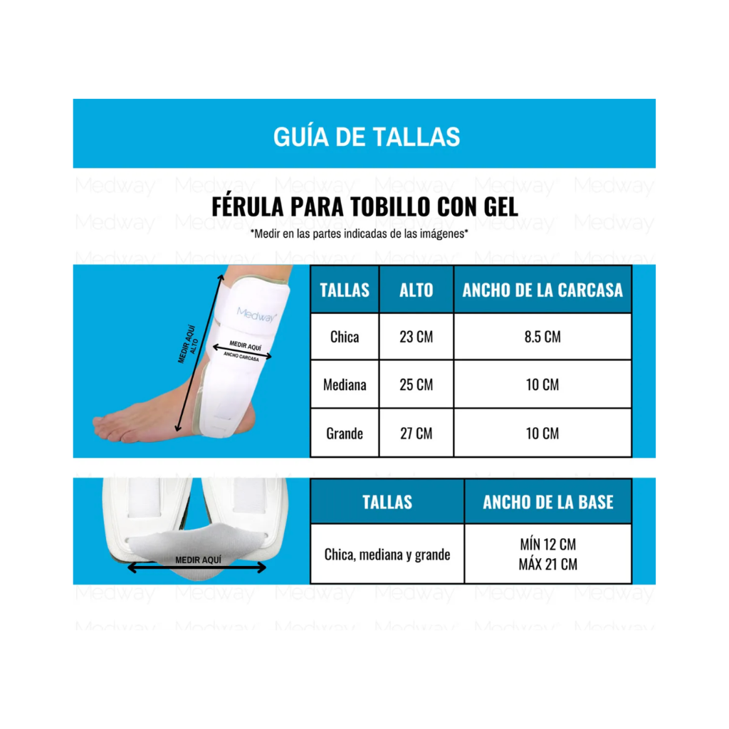 Tobillera Férula con compresas de Gel Terapia de Frío/Calor Medway