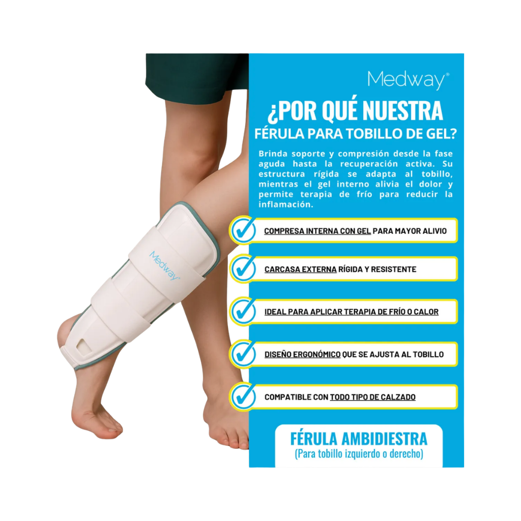 Tobillera Férula con compresas de Gel Terapia de Frío/Calor Medway
