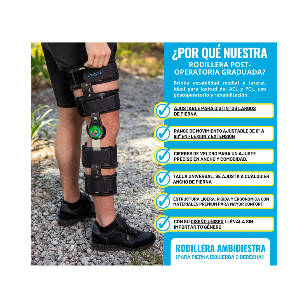 Rodillera Postoperatoria Telescópica Graduada Ajustable Medway