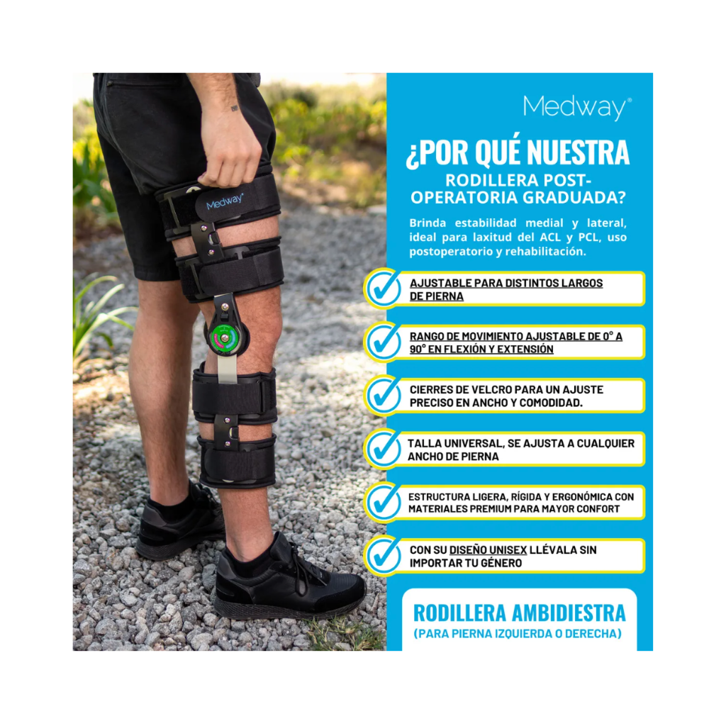 Rodillera Mecánica Post Operatoria Graduable Medway