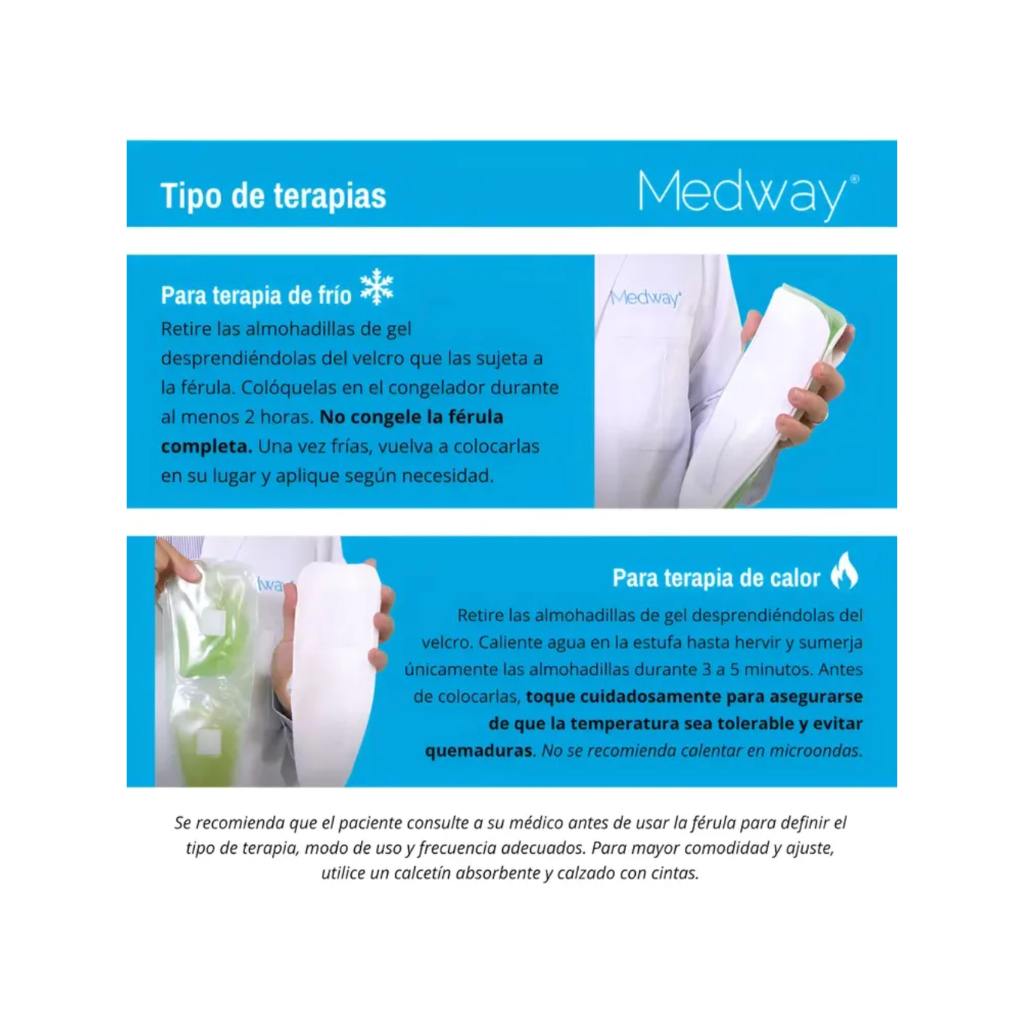 Tobillera Férula con compresas de Gel Terapia de Frío/Calor Medway